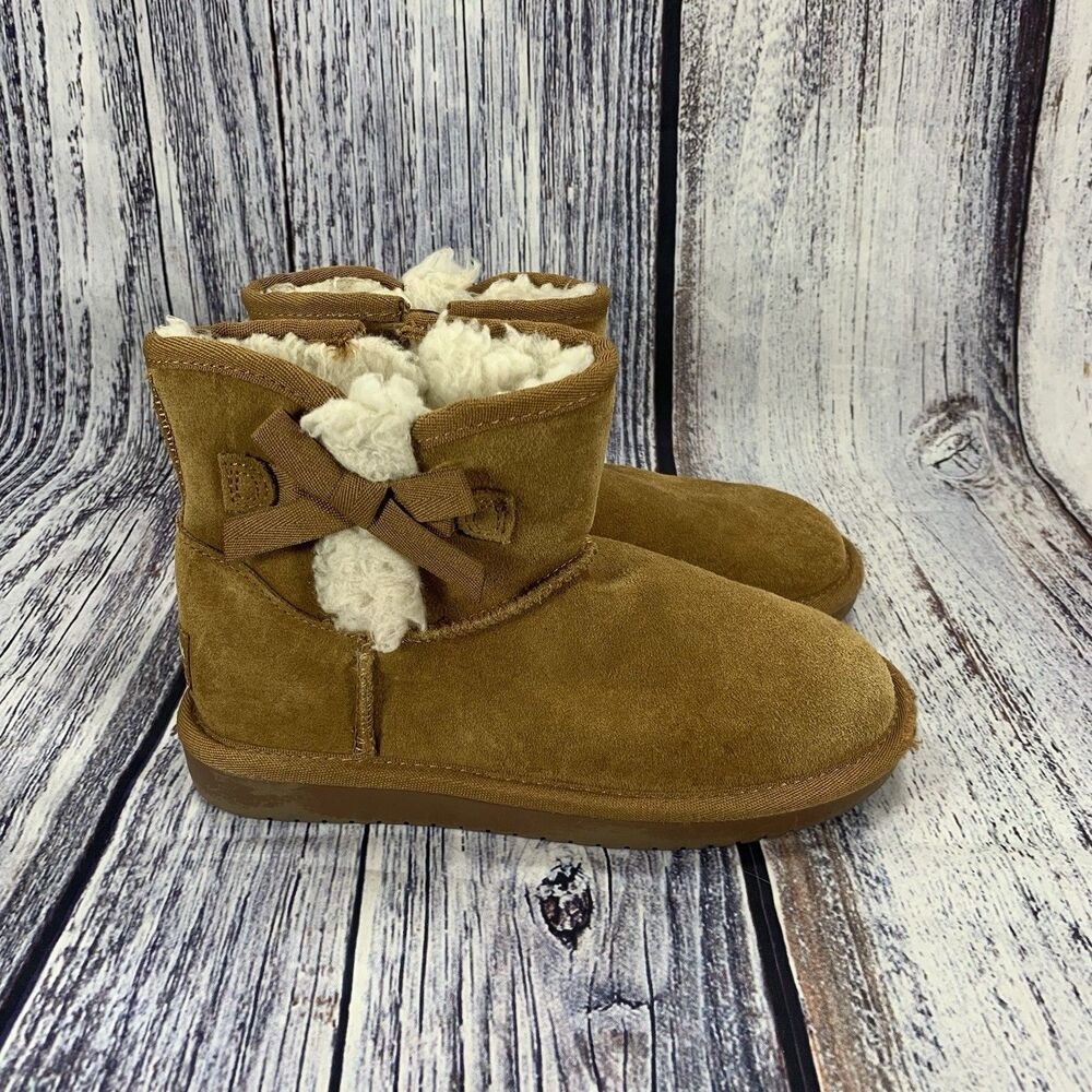 Koolaburra By Ugg Victoria Mini Chestnut Brown Ankle Boots Girls Size 1